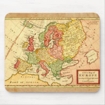 Antique 17th Century Herman Moll Map of Europe Mousepads