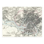 Antique 19th Century Map of Bristol England Postcards