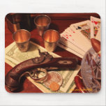 Antique derringer pistol in gambling set up photo mousepad