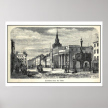 Antique engraving Aberdeen from the Cross, small Poster