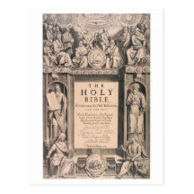 Antique first edition cover page King James Bible Postcard