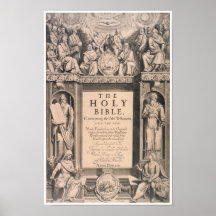 Antique first edition cover page King James Bible Poster