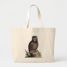 Antique Illustration of an Owl on Tote Bag