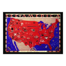 Antique Map United State America Change of Address Invitations