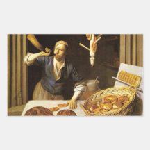 ANTIQUE OVEN  BAKER ,BAKERY BREAD SHOP RECTANGLE STICKERS