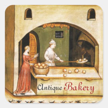ANTIQUE OVEN  BAKER ,BAKERY BREAD SHOP SQUARE STICKERS