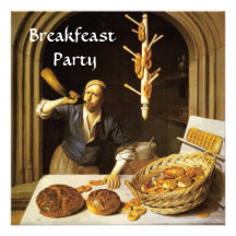 ANTIQUE OVEN  BAKERY BREAKFEAST PARTY PERSONALIZED ANNOUNCEMENT