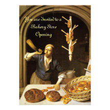 ANTIQUE OVEN  BAKERY BREAKFEAST PARTY PERSONALIZED ANNOUNCEMENTS