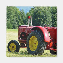 Antique Red Farm Tractor Refrigerator Magnet