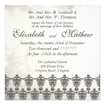 Antique Silver Damask Wedding Invitation