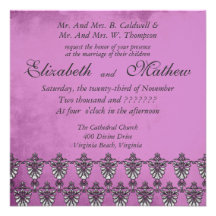Antique Silver Damask Wedding Invitation