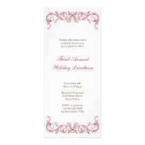Antique white red scroll Christmas holiday formal invitations