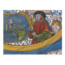 Antique World Map; Amerigo Vespucci Post Card