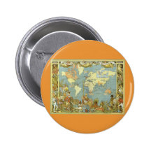 Antique World Map, British Empire, 1886 Pinback Button