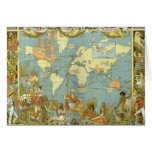 Antique World Map, British Empire, 1886 Greeting Cards