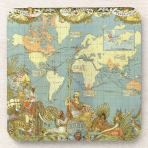 Antique World Map, British Empire, 1886 Drink Coaster