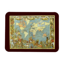Antique World Map, British Empire, 1886 Magnets