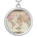 Antique World Map by John Colton, circa 1854 Custom Necklace