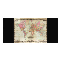 Antique World Map by John Colton, circa 1854 Rack Card Design