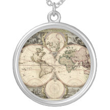 Antique World Map by Nicolao Visscher, circa 1690 Pendant