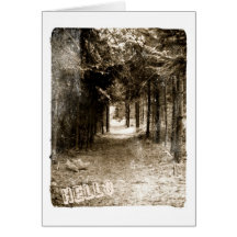 Antiqued Photo of Wooded Path Hello Greeting Card