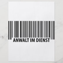 Anwalt im Dienst Barcode label icon Flyer Design