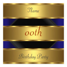 Any birthday Party Gold Black 3 Personalized Invitation