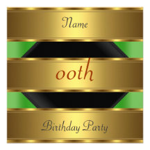 Any birthday Party Gold Black 4 Personalized Invite