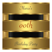 Any birthday Party Gold Black Custom Announcement