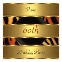 Any birthday Party Gold Black Gold Zebra Custom Invitation