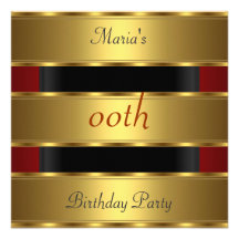 Any birthday Party Gold Black Invite