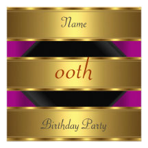 Any birthday Party Gold Black pink Custom Announcements