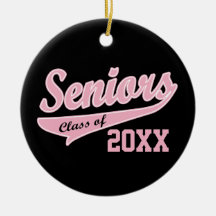 Any Year, Senior Class Pink/Black Christmas Tree Ornament