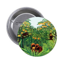 "Apes in the Orange Grove" by Henri Rousseau Pinback Button