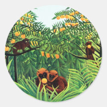 "Apes in the Orange Grove" by Henri Rousseau Round Sticker
