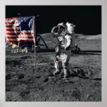 Apollo 17 Astronaut Salutes American Flag Posters