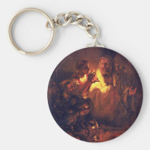 Apostle Peter Denies Christ,  By Rembrandt Harmens Key Chains