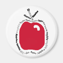 Apple and Words Fridge Magnets