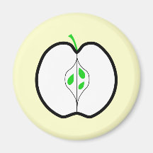 Apple Design in Green, Black and White. Fridge Magnets