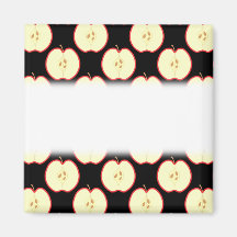 Apple Pattern. On Black. Fridge Magnets