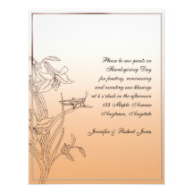 Apricot and Chocolate Framed Floral Invitation