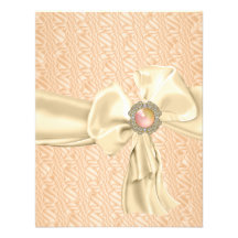 Apricot Cream Metal Jewel Ribbon Event Custom Invitations