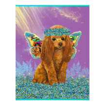 Apricot Red Poodle with Fairy Wings Custom Invites