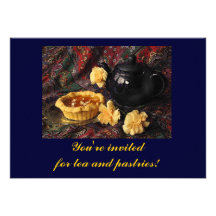 Apricot Tart with Teapot and Carnations Announcement