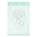 aqua and cream fleur elegant damask customised stationery