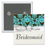 aqua aquamarine blue and brown swirl ornate damask pins