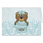 Aqua Ballerina Bear Greeting Cards