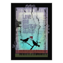 Aqua Birds and Heart Whimsical Wedding Invitation