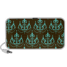 aqua blue damask pattern speaker system