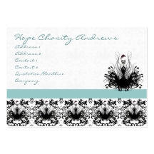 Aqua Blue Fashion Diva Damask Business Card